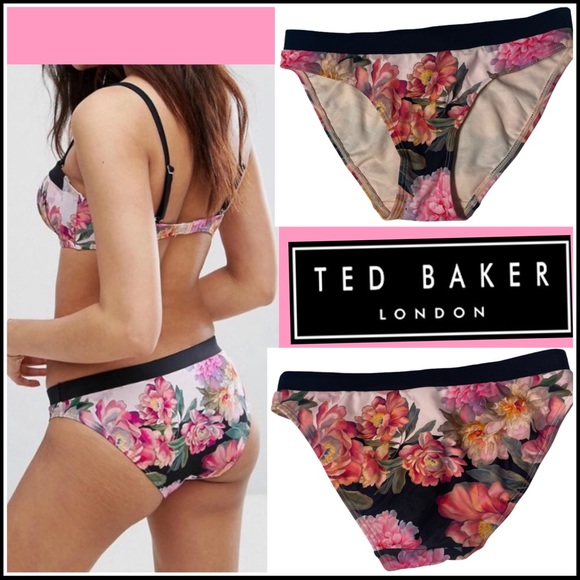 TED BAKER ADRIF BLACK PINK FLORAL BIKINI BOTTOMS - Picture 7 of 8